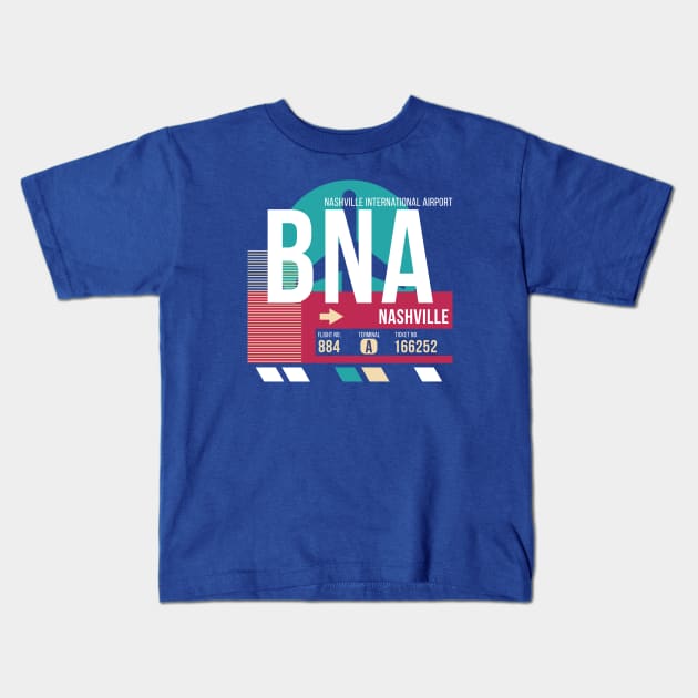 Nashville (BNA) Airport Code Baggage Tag E Kids T-Shirt by SLAG_Creative